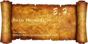 Bein Hermiás névjegykártya
